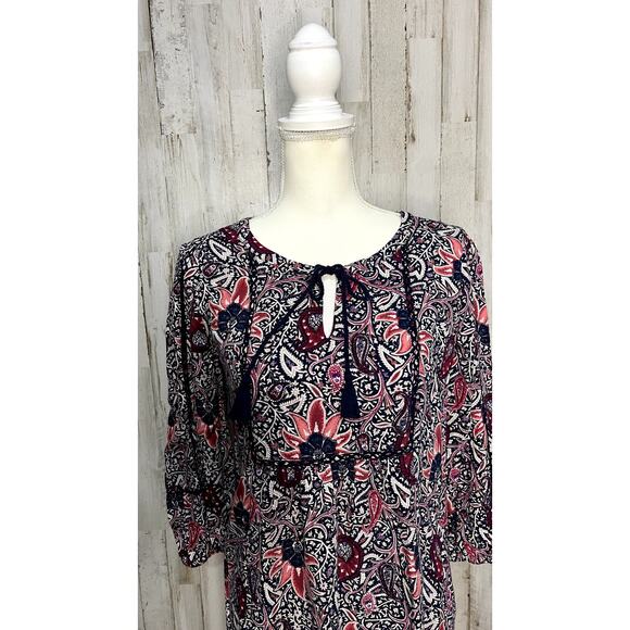 Lucky Brand Paisley Bell Sleeve Mini Dress Women's Small Multicolor Boho Chic - Picture 3 of 7